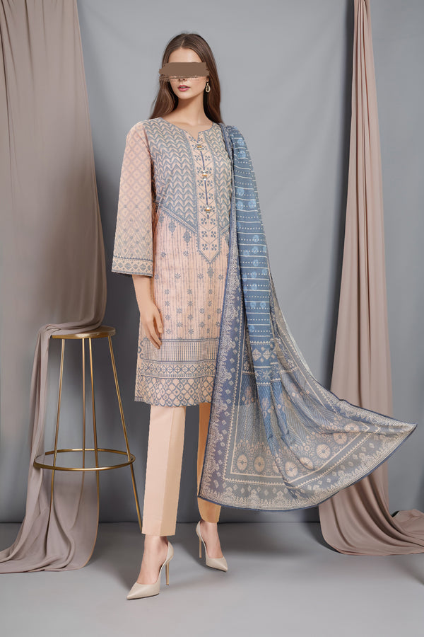 Unstitched Printed Lawn 2 Piece (Shirt/Dupatta)