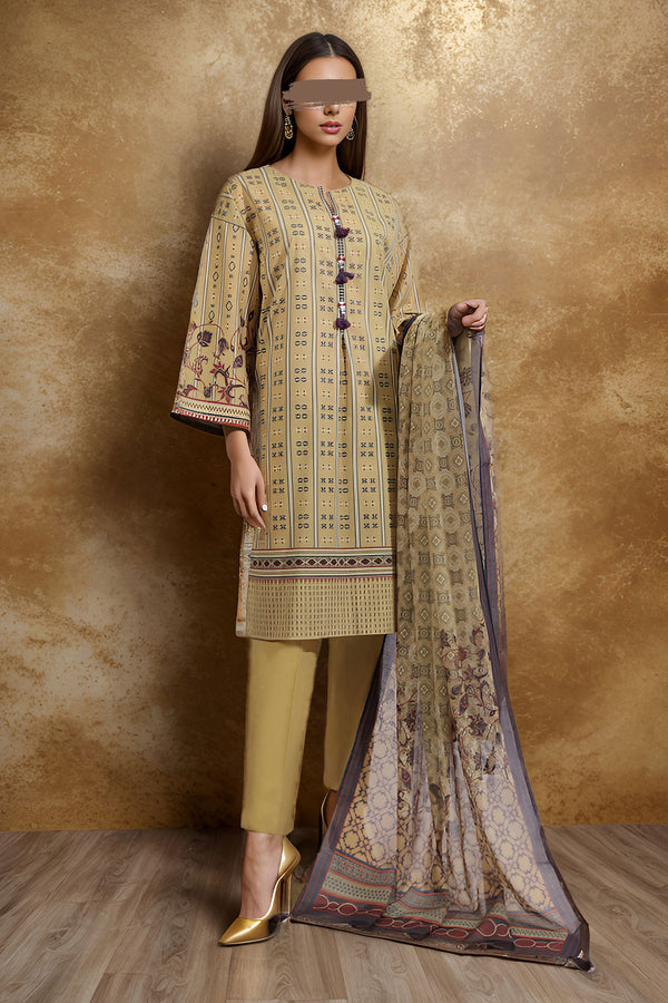 Unstitched Printed Lawn 3 Piece