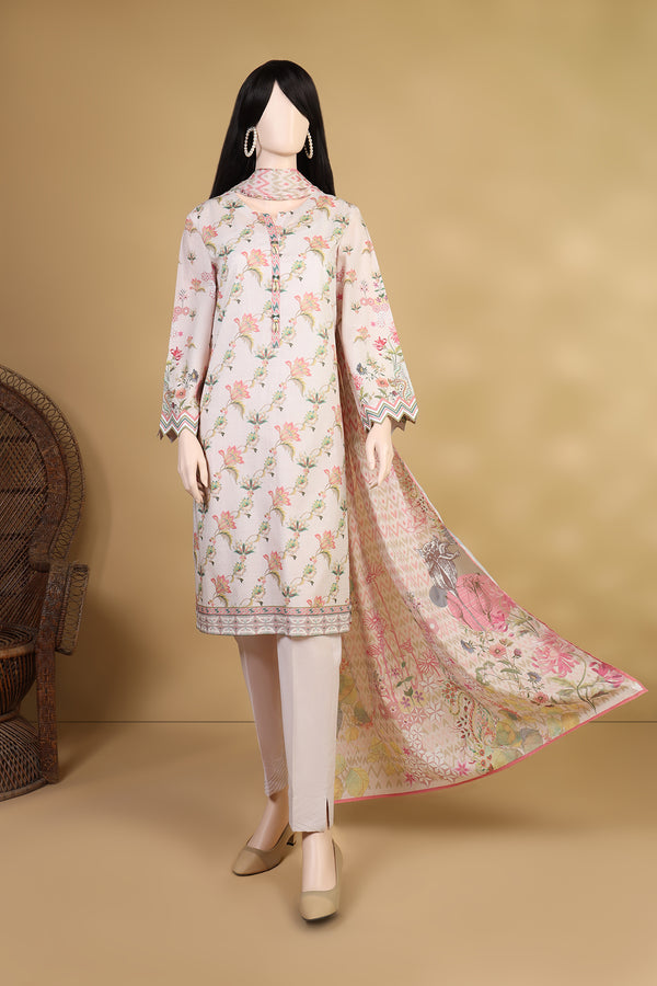 Unstitched Printed Lawn 3 Piece