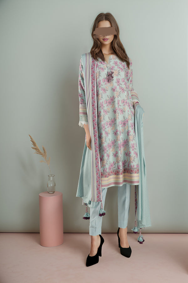 Unstitched Printed Lawn 3 Piece