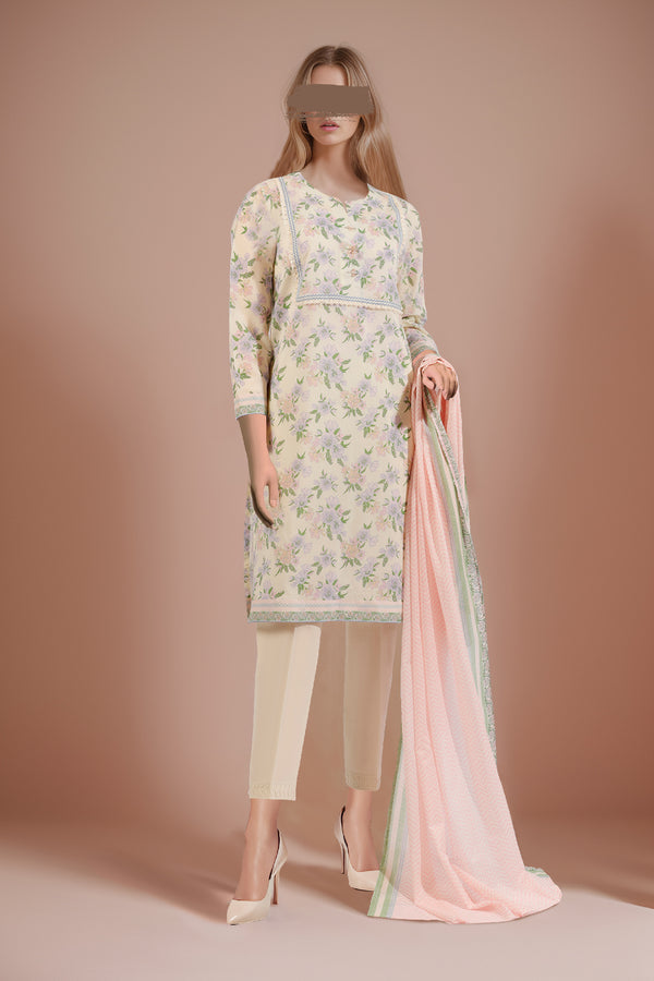 Unstitched Printed Lawn 3 Piece