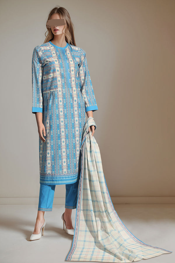 Unstitched Printed Lawn 3 Piece