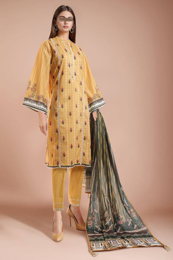 Unstitched Printed Lawn 3 Piece