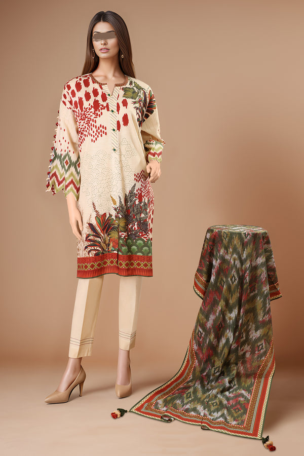 Unstitched Printed Lawn 3 Piece