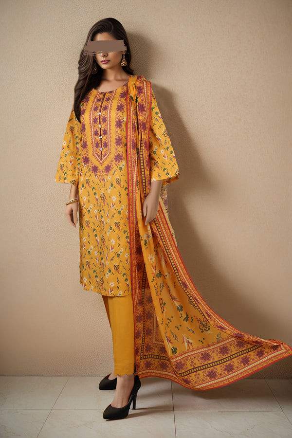 Unstitched Printed Lawn 3 Piece