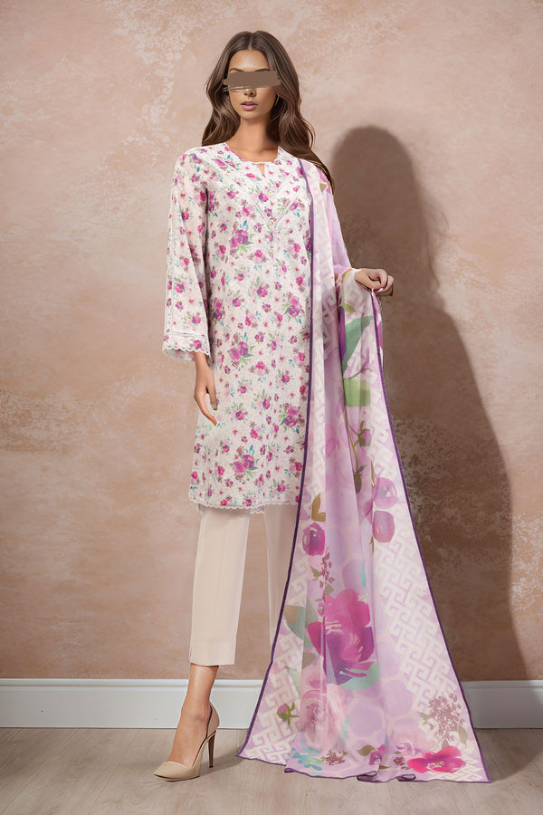 Unstitched Printed Lawn 3 Piece