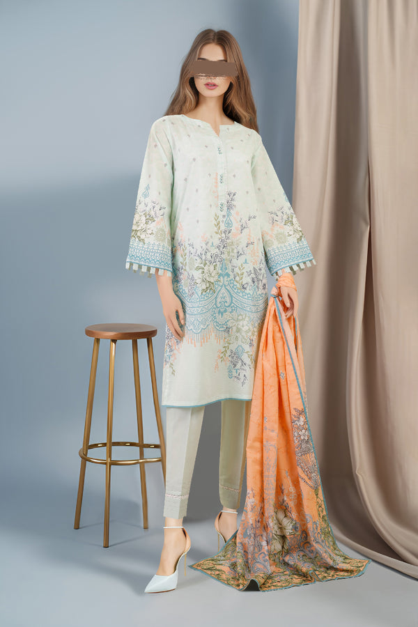 Unstitched Printed Lawn 3 Piece