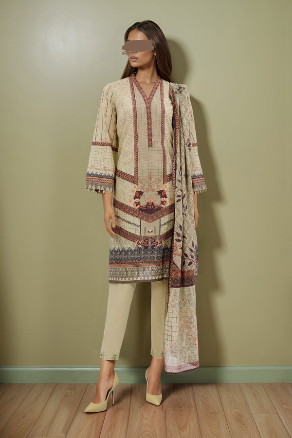 Unstitched Printed Lawn 3 Piece