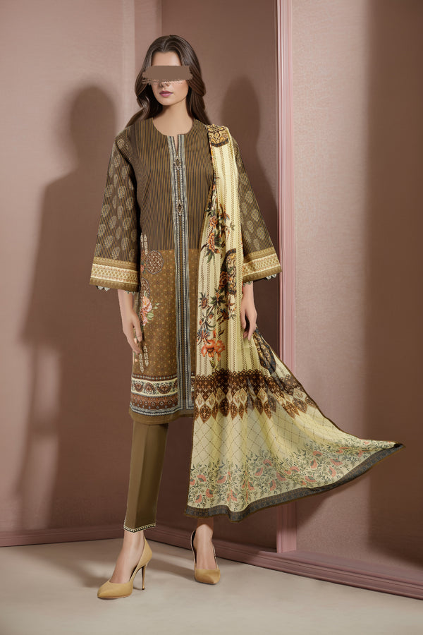 Unstitched Printed Lawn 3 Piece