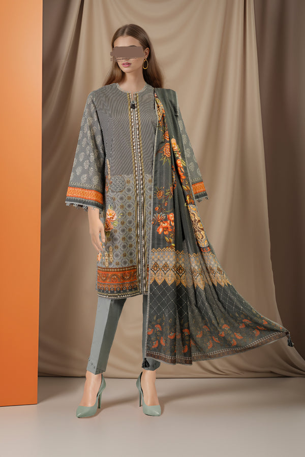 Unstitched Printed Lawn 3 Piece