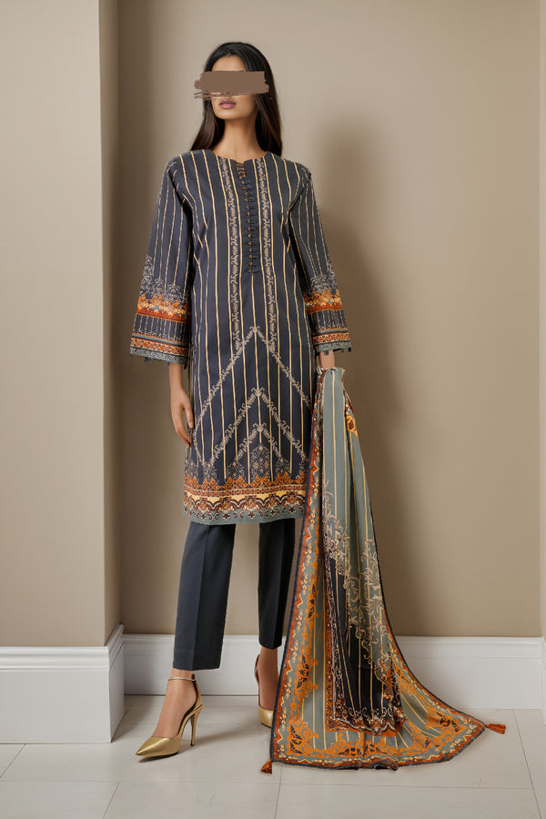 Unstitched Printed Lawn 3 Piece