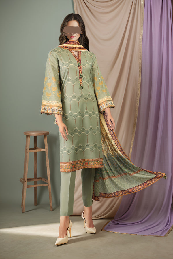 Unstitched Printed Lawn 2 Piece (Shirt/Dupatta)