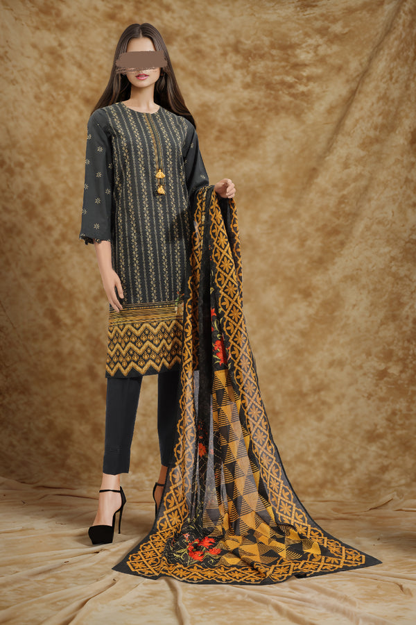 Unstitched Printed Lawn 3 Piece