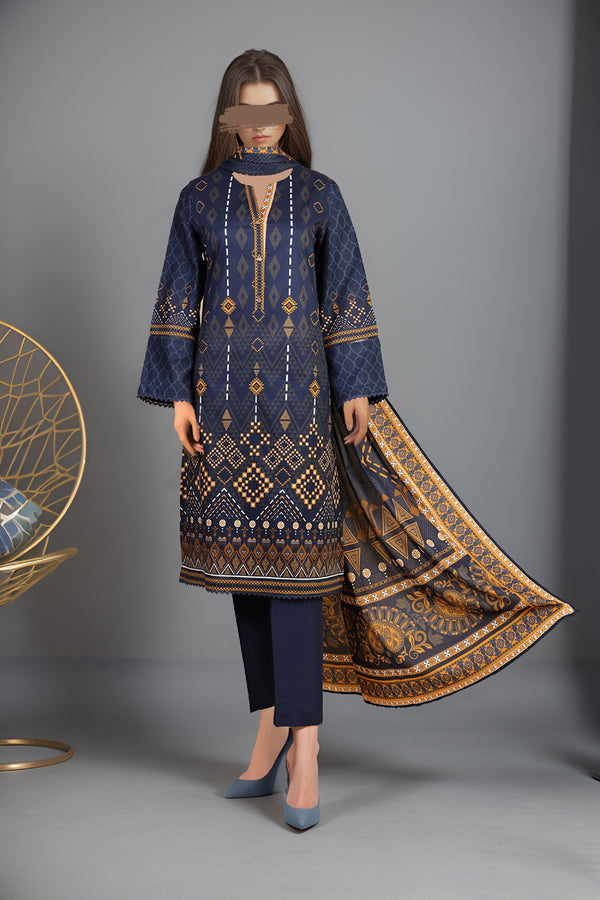 Unstitched Printed Lawn 3 Piece