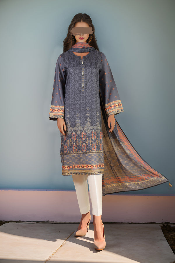 Unstitched Printed Lawn 3 Piece