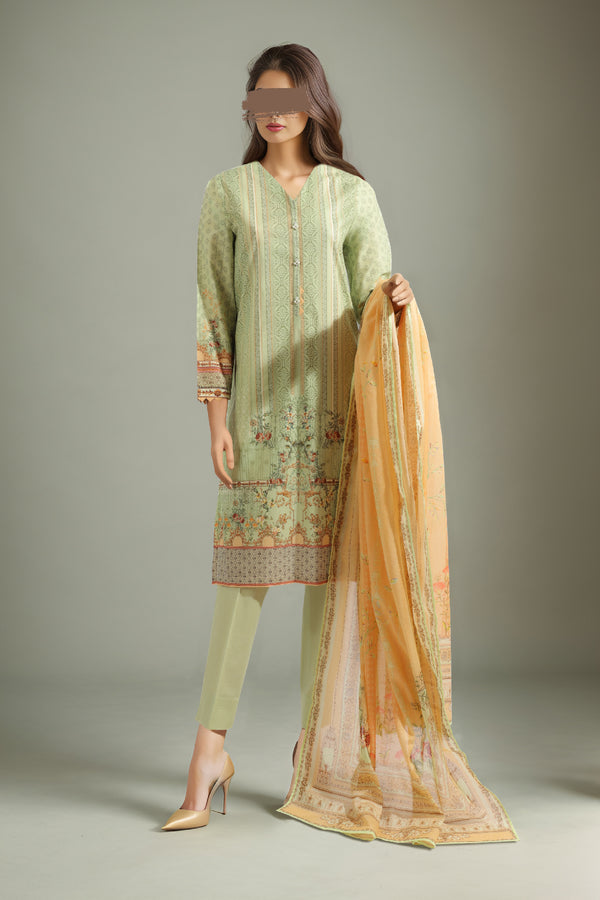 Unstitched Printed Lawn 3 Piece