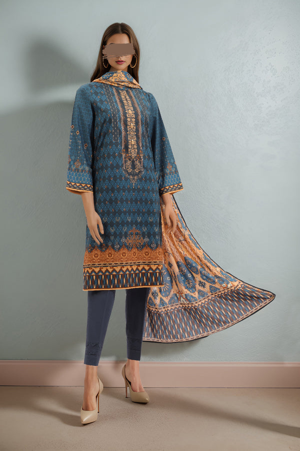 Unstitched Printed Lawn 3 Piece