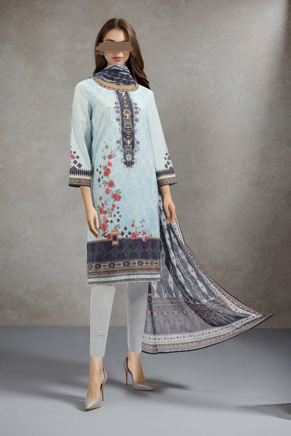 Unstitched Printed Lawn 3 Piece