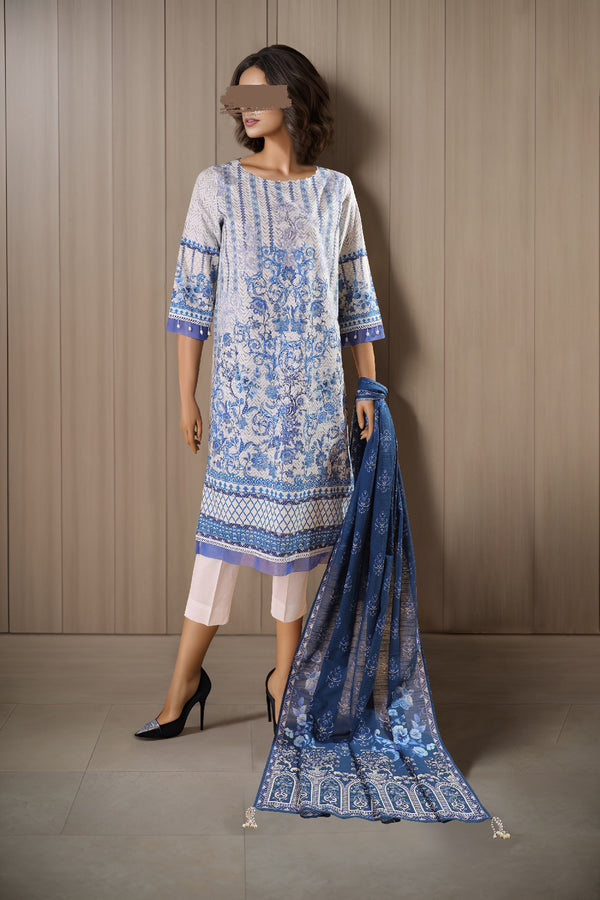 Unstitched Printed Lawn 3 Piece