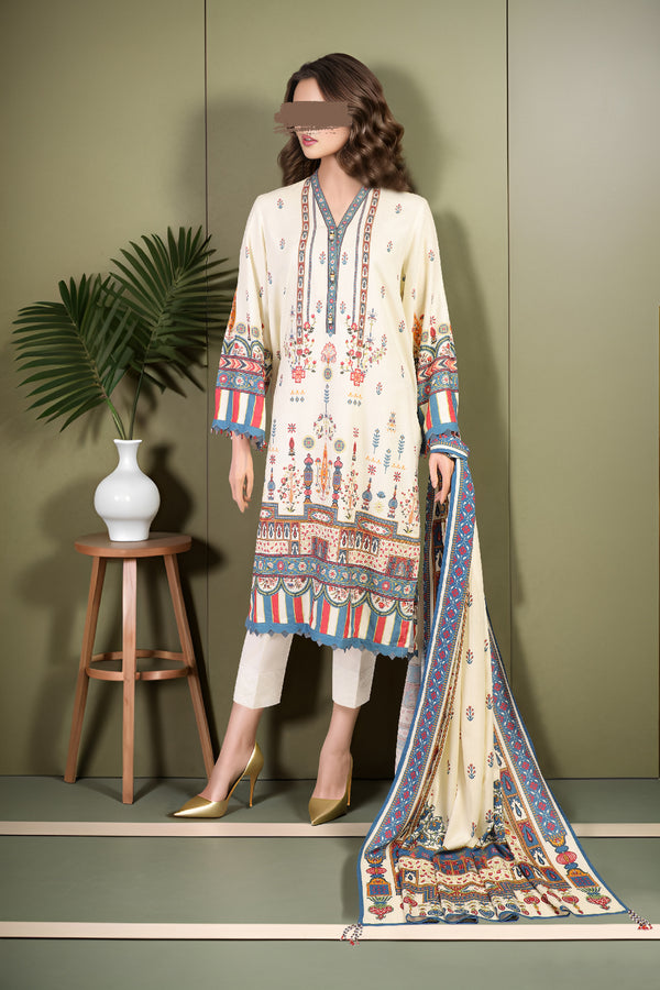 Unstitched Printed Lawn 2 Piece (Shirt/Dupatta)