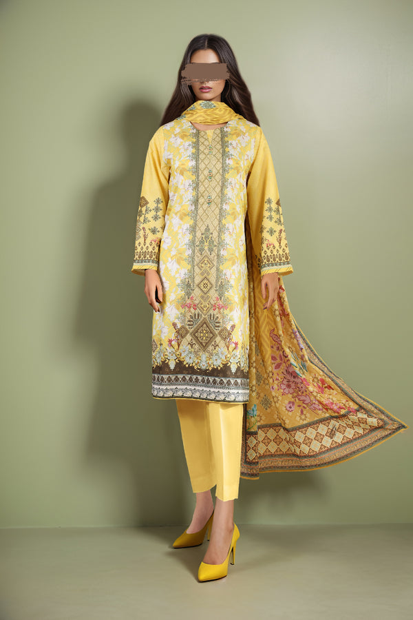 Unstitched Printed Lawn 3 Piece