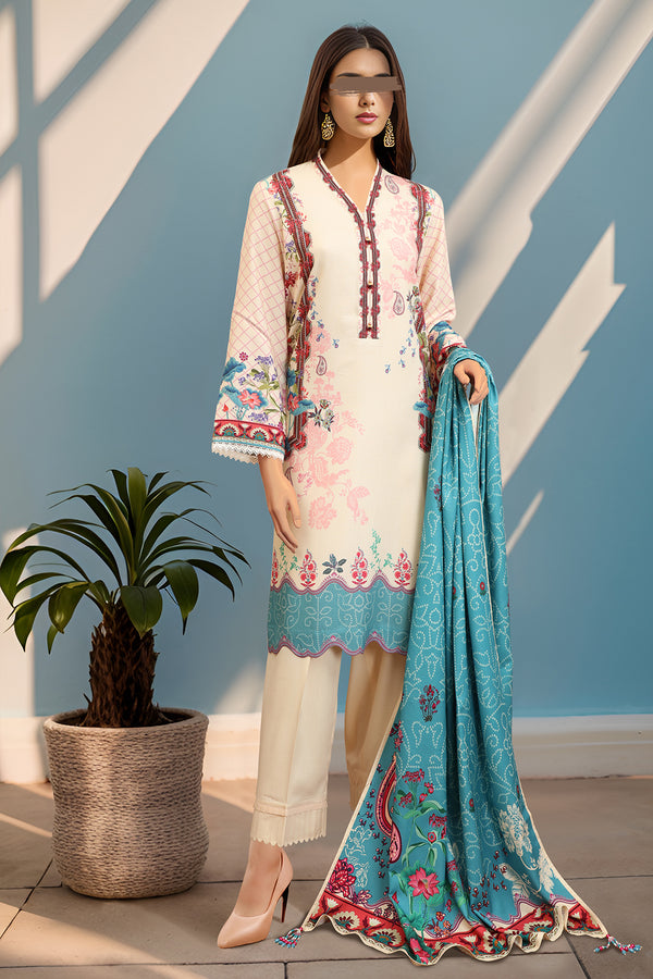 Unstitched Printed Lawn 3 Piece