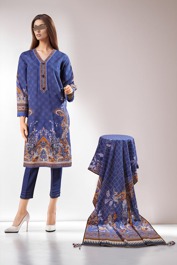 Unstitched Printed Lawn 3 Piece