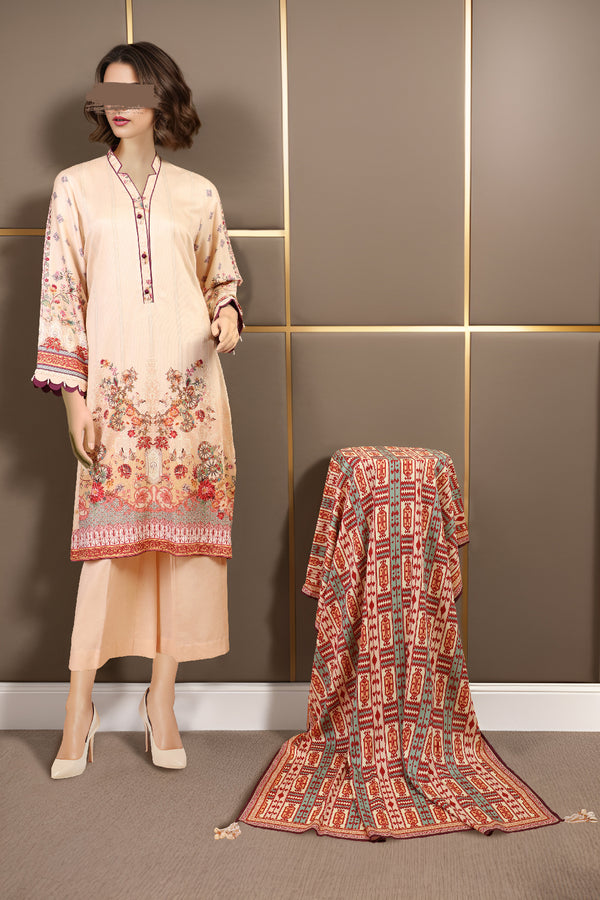 Unstitched Printed Lawn 3 Piece