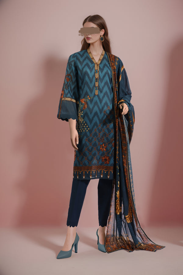 Unstitched Printed Lawn 3 Piece