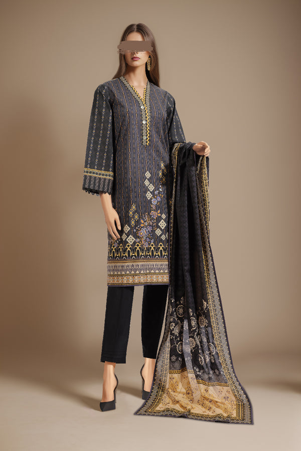 Unstitched Printed Lawn 2 Piece (Shirt/Dupatta)