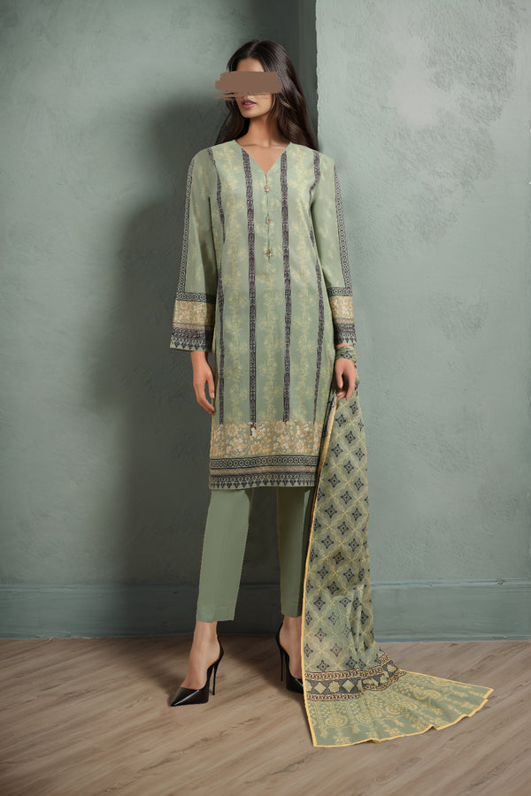 Unstitched Printed Lawn 2 Piece (Shirt/Dupatta)