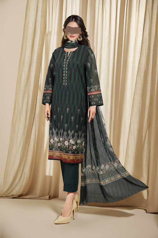 Unstitched Printed Lawn 3 Piece