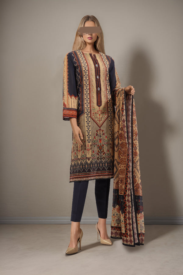 Unstitched Printed Lawn 3 Piece