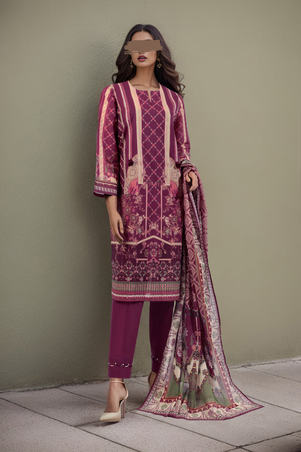 Unstitched Printed Lawn 2 Piece (Shirt/Dupatta)