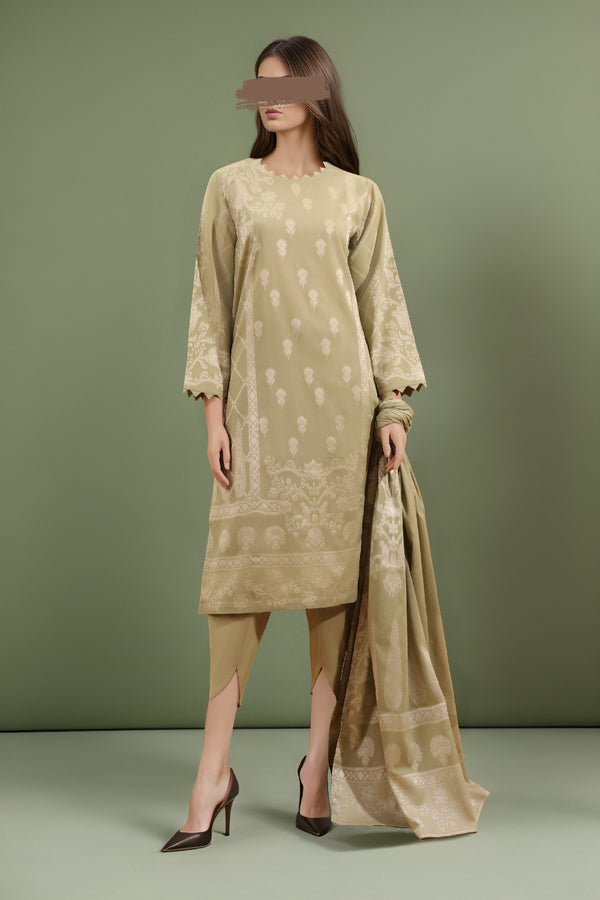 Unstitched Jacquard Cotton 3 Piece