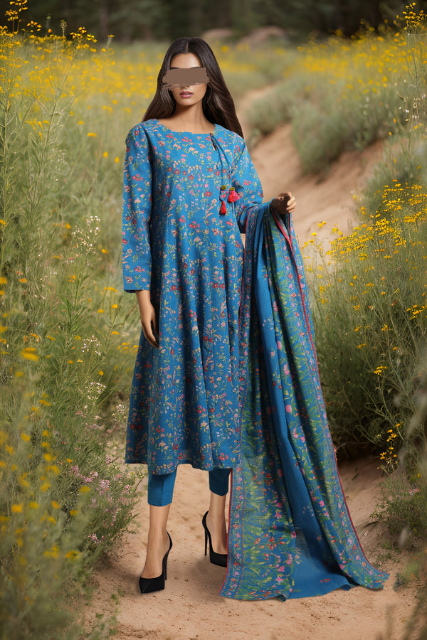 Unstitched Printed Khaddar 2 Piece (Shirt/Dupatta)