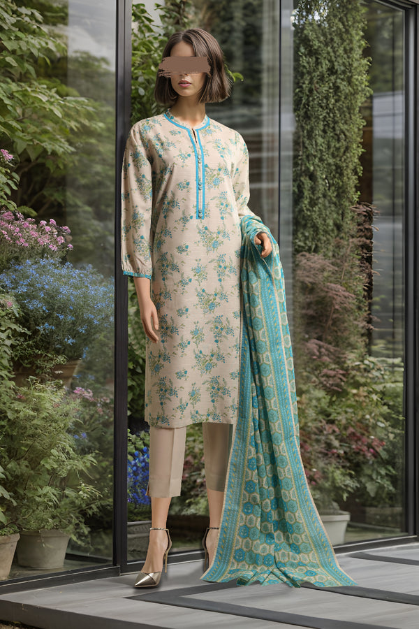 Unstitched Printed Khaddar 3 Piece