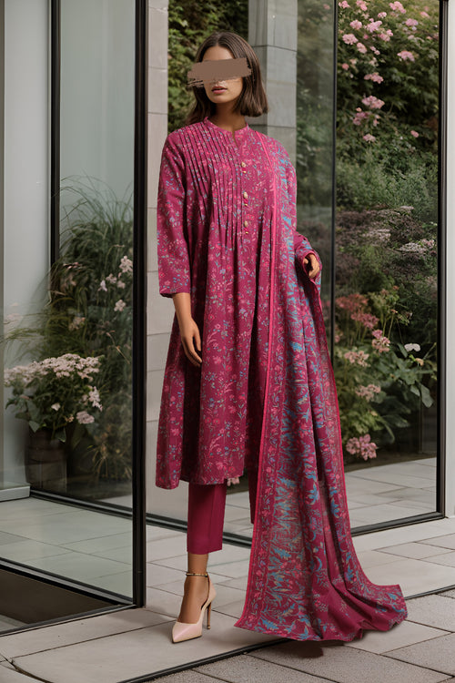 PRINTED KHADDAR 3 PCS, Winter Collection 2021