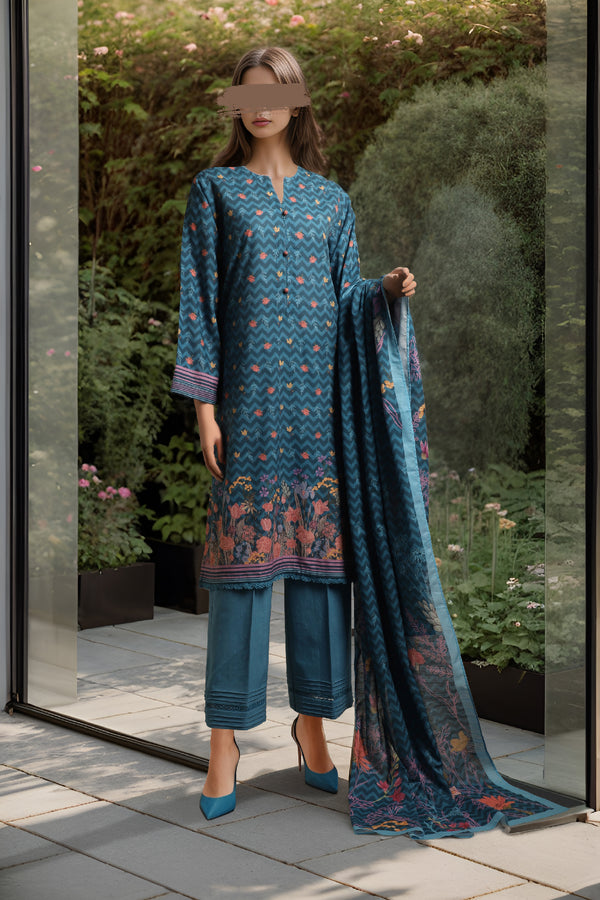 Unstitched Printed Khaddar 2 Piece (Shirt/Dupatta)