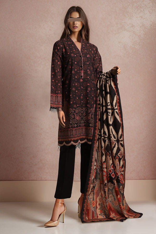 Unstitched Printed Khaddar 3 Piece