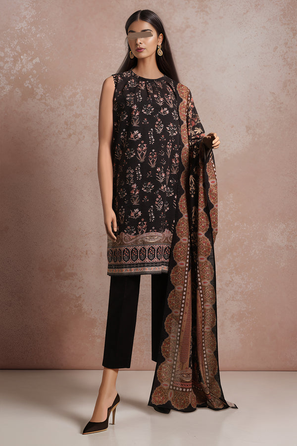 Unstitched Printed Khaddar 2 Piece (Shirt/Dupatta)