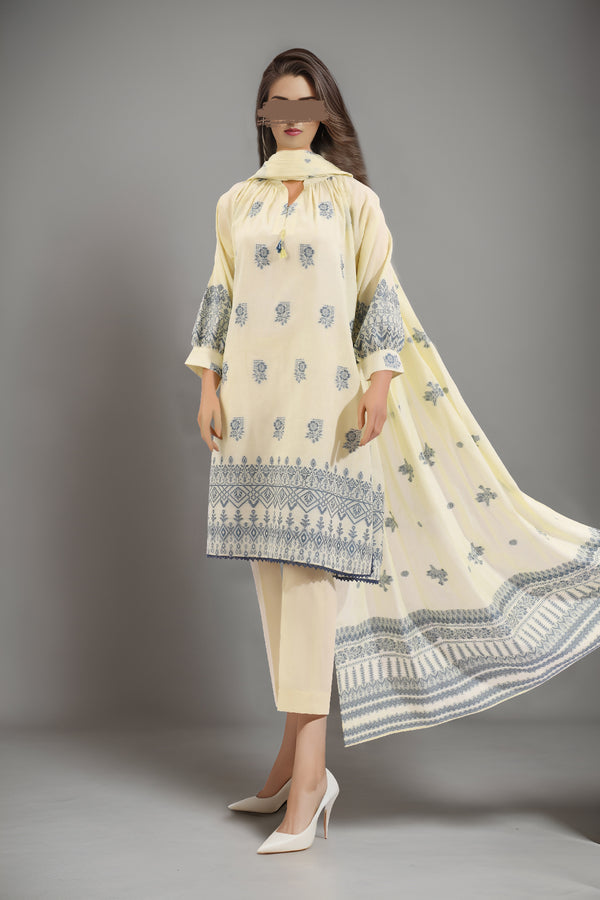 Unstitched Jacquard Cotton 2 Piece (Shirt/Dupatta)