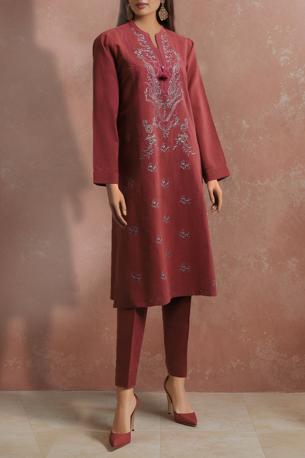 Unstitched Solid Embroidered Cross Hatch Shirt