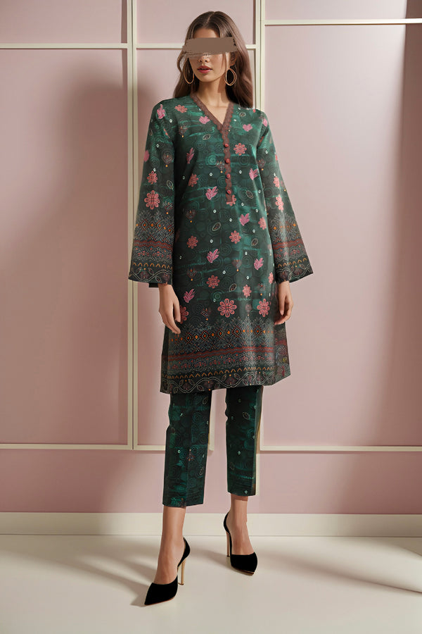 Unstitched Printed  Khaddar Shirt