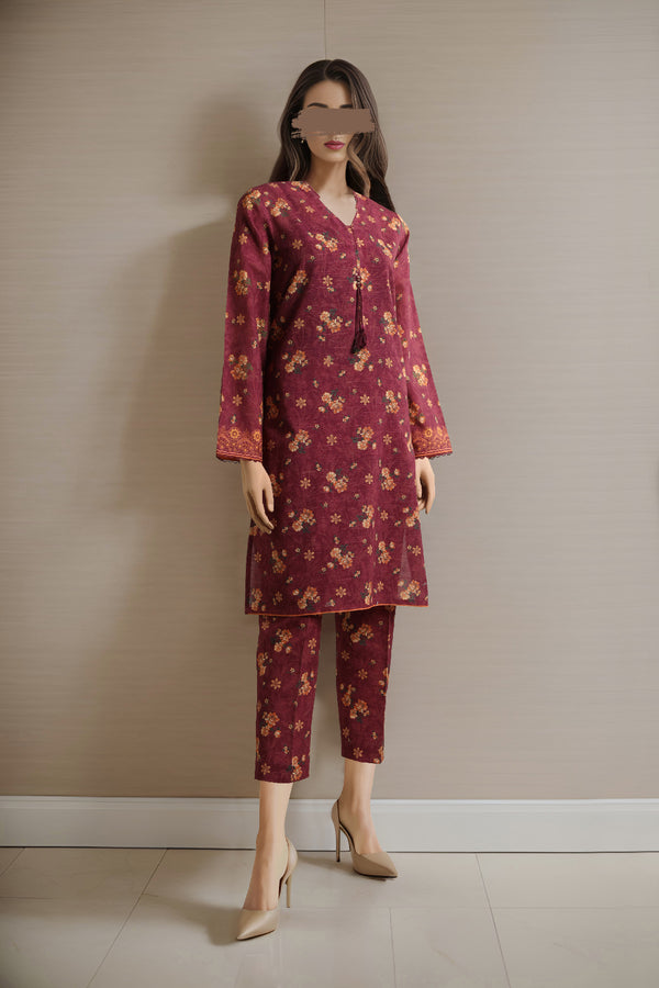 Unstitched Printed Khaddar 2 Piece (Shirt/Trouser)