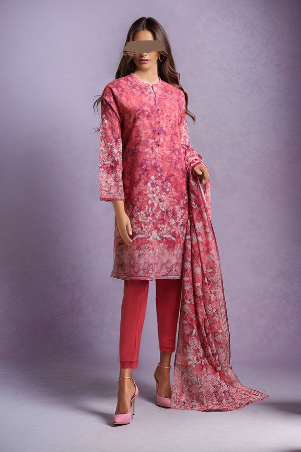 Unstitched Printed Khaddar 3 Piece