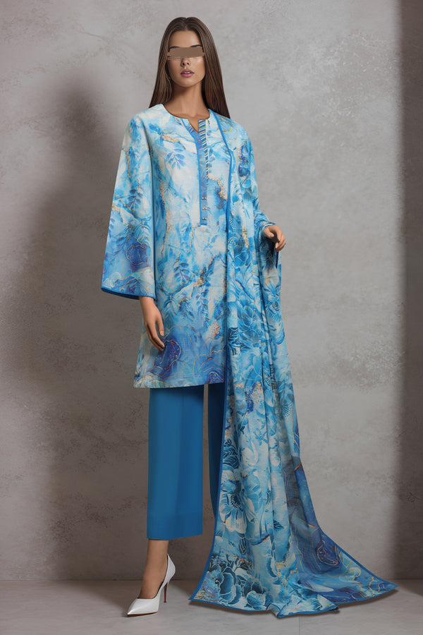 Unstitched Printed Khaddar 2 Piece (Shirt/Dupatta)