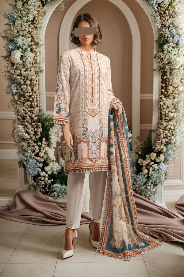 Unstitched Printed Khaddar 3 Piece