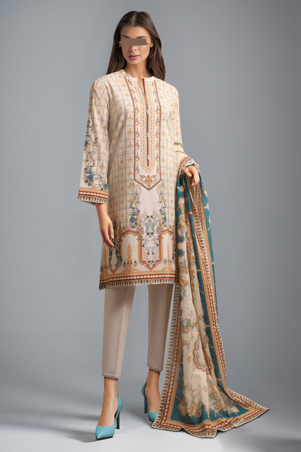 Unstitched Printed Khaddar 2 Piece (Shirt/Dupatta)