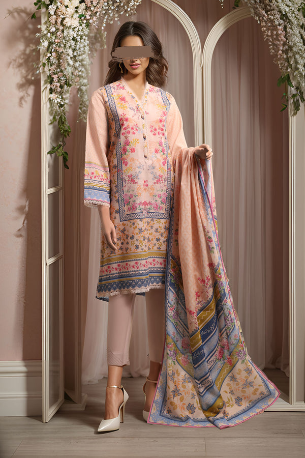 Unstitched Printed Khaddar 3 Piece